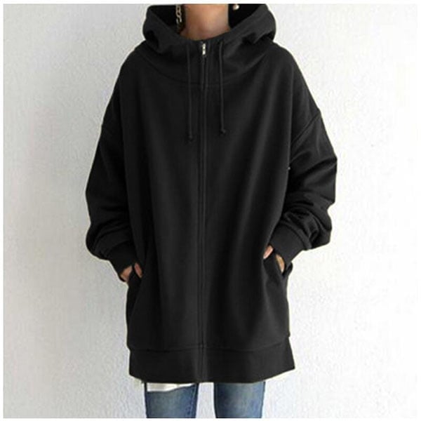 Damen Herbst/Winter Reißverschluss-Kapuzenpullover